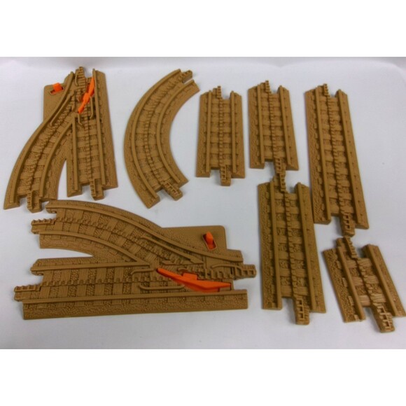 Geo Trax Brown Tan Rail Road Track Lot of 8 Replacement Switch Straight Curved - Picture 1 of 5